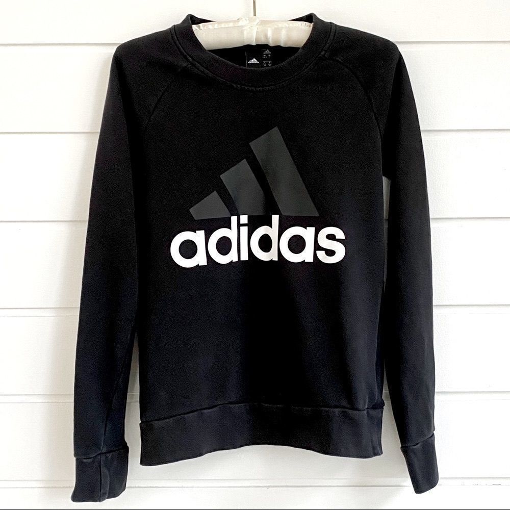 Adidas Essentials Black Crew Neck Sweatshirt S - image 2